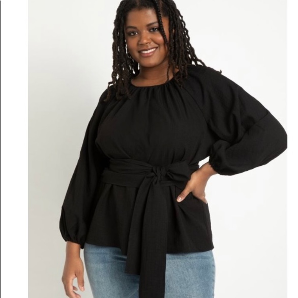 ELOQUII Black Faux Wrap top